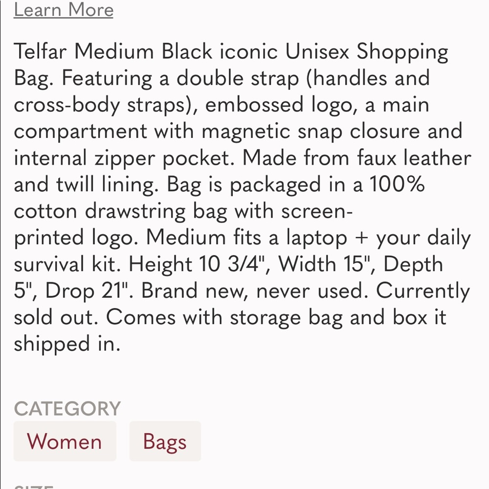 Telfar Medium Black Bag NWT - Picture 3 of 3